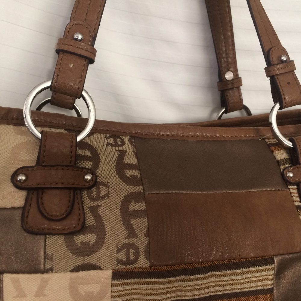 Patchwork Purse Large Shoulderbag Leather Fabric - image 4